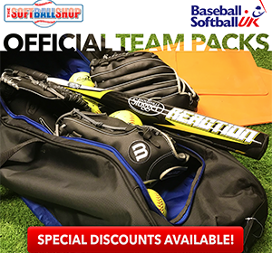 Advert for team equipment packs from The Softball Shop